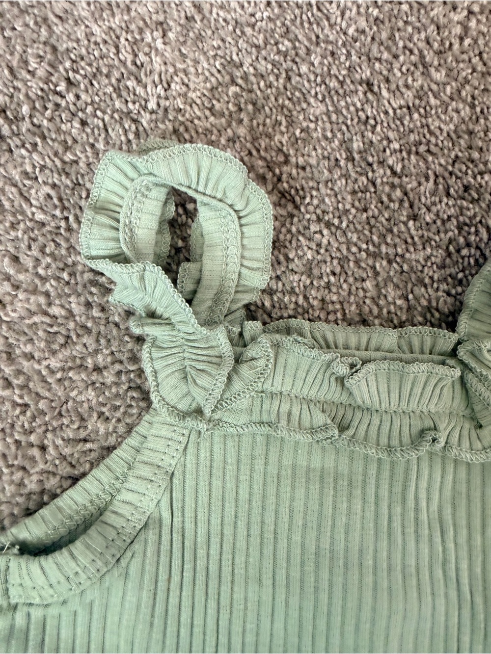 Olive Ruffle Tank with Floral Ruffle Shorts Set - Picture 3 of 12